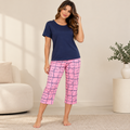 Pijama Pescador Suede Azul e Rosa